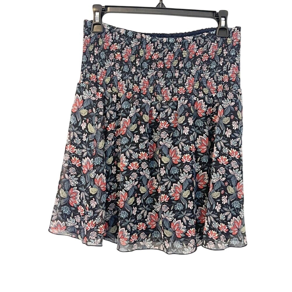 Cabi 5184 M'Leggings Skirt Convertible Top Smocked Floral Navy Pink Small
